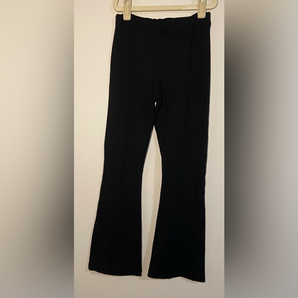 Zara Girl Flared Full Length Pull Up Leggings Pants Size 10-12 Black